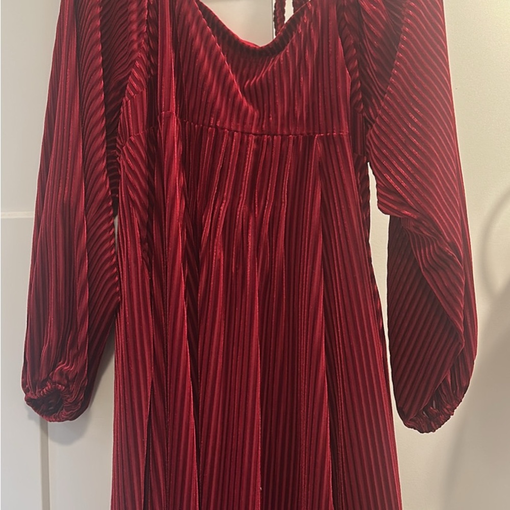 Red Velvet Long Sleeve Women’s Dress